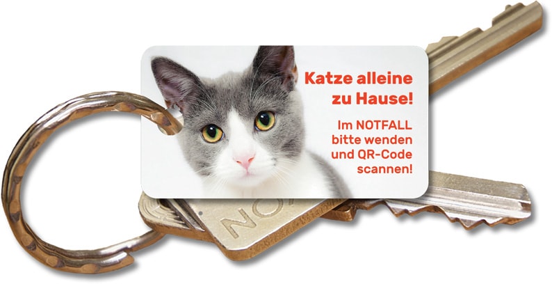 Notfallschlüsselanhänger mit App für Haustiere alleine zu Hause für Katzen